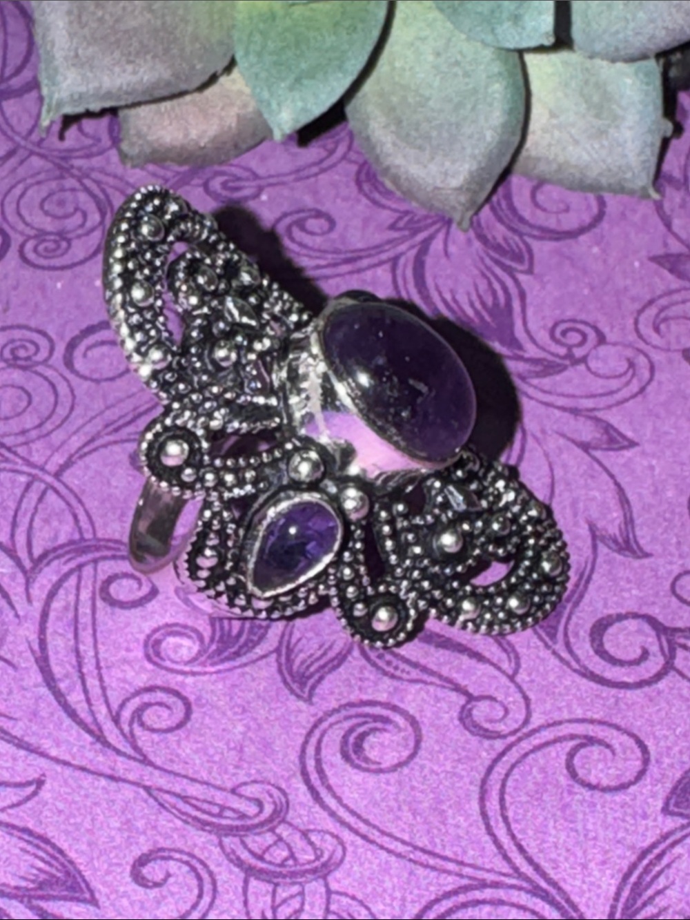 Silver Amethyst Ring - Picture 7 of 11